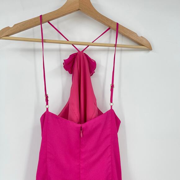 Lovers and Friends | Shelby Asymmetric Dress in Pink Handkerchief Hem Rosette S - Picture 11 of 16